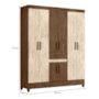 Guarda Roupa Solteiro Portugal 8 Portas e 1 Gaveta Castanho Wood/Avelã Wood - Moval