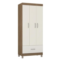 Guarda Roupa Solteiro Prince 3 Portas e 1 Gaveta Amêndola/Off White - Demóbile Guarda Roupa Solteiro Prince 3 Portas e 1 Gaveta Amêndola/Off White - Demóbile