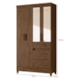 Guarda Roupa Solteiro Sobral 4 Portas e 4 Gavetas Castanho Wood com Espelho - Moval