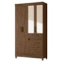 Guarda Roupa Solteiro Sobral 4 Portas e 4 Gavetas Castanho Wood com Espelho - Moval