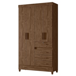 Guarda Roupa Solteiro Sobral 4 Portas e 4 Gavetas Castanho Wood - Moval