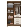 Guarda Roupa Solteiro Sobral 4 Portas e 4 Gavetas Castanho Wood/Off White com Espelho - Moval