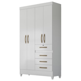 Guarda Roupa Solteiro Sobral 4 Portas e 4 Gavetas Color Flex Branco - Moval