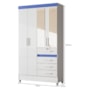 Guarda Roupa Solteiro Sobral 4 Portas e 4 Gavetas Flex Branco/Azul com Espelho - Moval