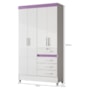 Guarda Roupa Solteiro Sobral 4 Portas e 4 Gavetas Flex Branco/Lilás - Moval