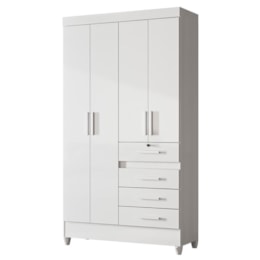 Guarda Roupa Solteiro Sobral 4 Portas e 4 Gavetas Flex Branco - Moval