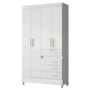 Guarda Roupa Solteiro Sobral 4 Portas e 4 Gavetas Flex Branco - Moval