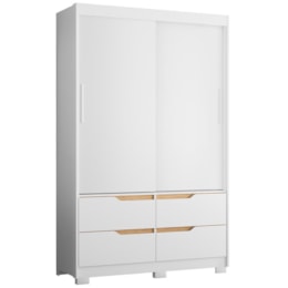 Guarda Roupa Solteiro Sole 2 Portas e 4 Gavetas Branco/Freijó - Móveis Albatroz