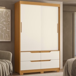 Guarda Roupa Solteiro Sole 2 Portas e 4 Gavetas Cinamomo/Off White - Móveis Albatroz