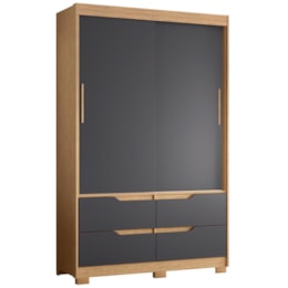 Guarda Roupa Solteiro Sole 2 Portas e 4 Gavetas Freijó/Titanium - Móveis Albatroz