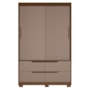 Guarda Roupa Solteiro Sole 2 Portas e 4 Gavetas Nogueira/Capuccino - Móveis Albatroz