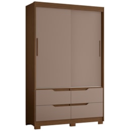 Guarda Roupa Solteiro Sole 2 Portas e 4 Gavetas Nogueira/Capuccino - Móveis Albatroz