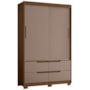 Guarda Roupa Solteiro Sole 2 Portas e 4 Gavetas Nogueira/Capuccino - Móveis Albatroz