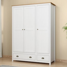 Guarda Roupa Solteiro Topázio 3 Portas e 2 Gavetas Branco/Freijó - Finestra Móveis
