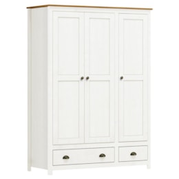 Guarda Roupa Solteiro Topázio 3 Portas e 2 Gavetas Branco/Freijó - Finestra Móveis