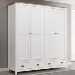 Guarda Roupa Solteiro Topázio 4 Portas e 2 Gavetas Branco/Freijó - Finestra Móveis