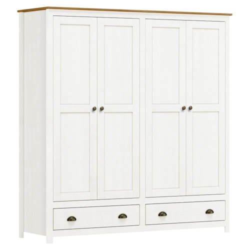 Guarda Roupa Solteiro Topázio 4 Portas e 2 Gavetas Branco/Freijó - Finestra Móveis