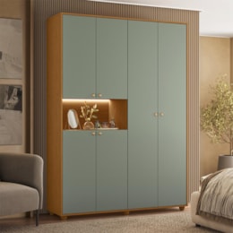 Guarda Roupa Solteiro Vittoria 6 Portas e 2 Gavetas Cinamomo/Sálvia - Móveis Albatroz