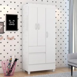 Guarda Roupa Solteiro Wind 3 Portas e 2 Gavetas Branco - Demóbile Guarda Roupa Solteiro Wind 3 Portas e 2 Gavetas Branco - Demóbile