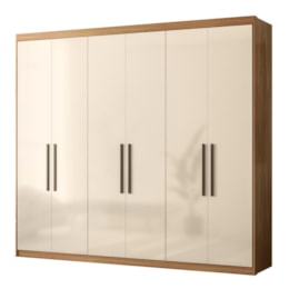 Guarda Roupa Venice 6 Portas, 2 Gavetas e 3 Cabideiros Amêndola/Off White - Demóbile Guarda Roupa Venice 6 Portas, 2 Gavetas e 3 Cabideiros Amêndola/Off White - Demóbile