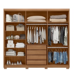 Guarda Roupa Venice 6 Portas, 4 Gavetas e 3 Cabideiros Amêndola/Off White com Pés - Demóbile Guarda Roupa Venice 6 Portas, 4 Gavetas e 3 Cabideiros Amêndola/Off White com Pés - Demóbile