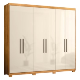 Guarda Roupa Venice 6 Portas, 4 Gavetas e 3 Cabideiros Cinamon Touch/Off White com Pés - Demóbile