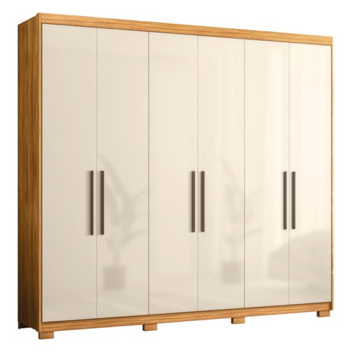 Guarda Roupa Venice 6 Portas, 4 Gavetas e 3 Cabideiros Cinamon Touch/Off White com Pés - Demóbile