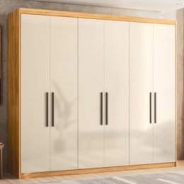 Guarda Roupa Venice 6 Portas, 4 Gavetas e 3 Cabideiros Cinamon Touch/Off White - Demóbile
