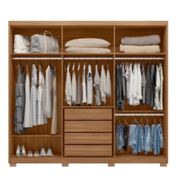 Guarda Roupa Venice 6 Portas, 4 Gavetas e 4 Cabideiros Amêndola/Off White com Pés - Demóbile Guarda Roupa Venice 6 Portas, 4 Gavetas e 4 Cabideiros Amêndola/Off White com Pés - Demóbile