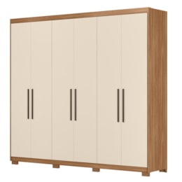 Guarda Roupa Venice 6 Portas, 4 Gavetas e 4 Cabideiros Amêndola/Off White com Pés - Demóbile Guarda Roupa Venice 6 Portas, 4 Gavetas e 4 Cabideiros Amêndola/Off White com Pés - Demóbile
