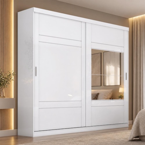 Guarda Roupa Verg 02 Portas Deslizantes Branco - Móveis Henn