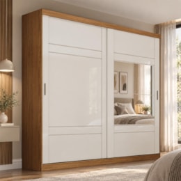 Guarda Roupa Verg 02 Portas Deslizantes Nature/Off White - Móveis Henn
