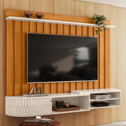 Home Painel Suspenso Ímola Cinamomo/Off White para TV até 75” - Madetec Home Painel Suspenso Ímola Cinamomo/Off White para TV até 75” - Madetec