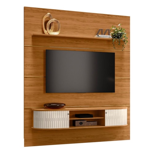 Home Piso-Teto Bugatti Cinamomo/Off White para TV até 75” - Madetec