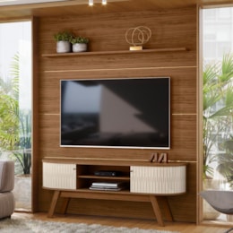 Home Piso-Teto Laguna Naturale/Off White para TV até 75” - Madetec