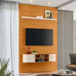 Home Piso-Teto Monte Carlo Cinamomo/Off White para TV até 65” - Madetec