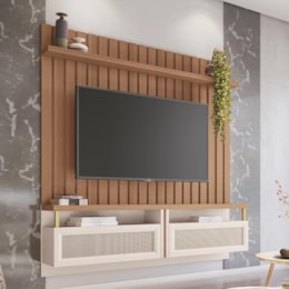 Home Suspenso Átrio Ripado para TV até 70” Nature/Off White - PR Móveis