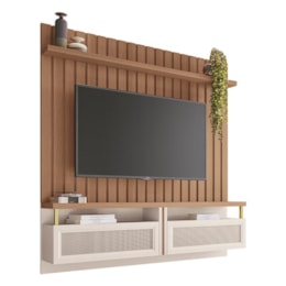 Home Suspenso Átrio Ripado para TV até 70” Nature/Off White - PR Móveis