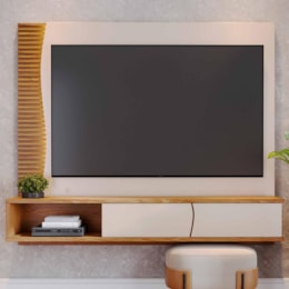 Home Suspenso Egeu Off White Matte/Freijó para TV até 65” - Colibri Home Suspenso Egeu Off White Matte/Freijó para TV até 65” - Colibri
