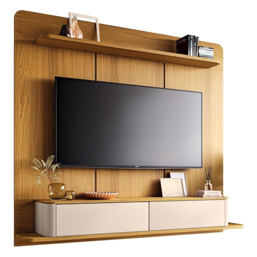 Home Suspenso Galax Cinamomo/Off White para TV até 70” - HB Móveis