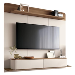 Home Suspenso Galax Off White/Castanho para TV até 70” - HB Móveis