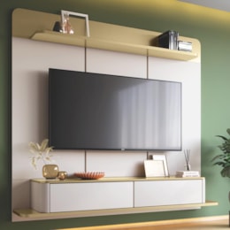 Home Suspenso Galax Off White/Champanhe para TV até 70” - HB Móveis