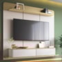 Home Suspenso Galax Off White/Champanhe para TV até 70” - HB Móveis
