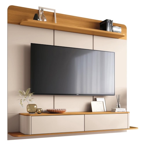 Home Suspenso Galax Off White/Cinamomo para TV até 70” - HB Móveis
