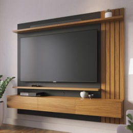 Home Suspenso Juriti 1.8 Ripado Noce Milano/Preto para TV até 70” - Colibri Home Suspenso Juriti 1.8 Ripado Noce Milano/Preto para TV até 70” - Colibri