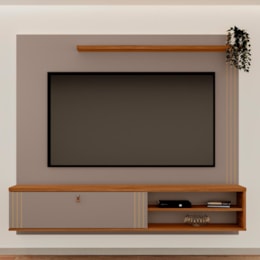 Home Suspenso Laredo 160cm Grigio Fosco/Cinamomo Mel para TV até 65” - Mobler Home Suspenso Laredo 160cm Grigio Fosco/Cinamomo Mel para TV até 65” - Mobler