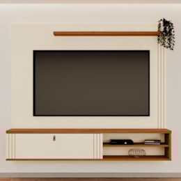 Home Suspenso Laredo 160cm Pérola Metalizado/Cinamomo Mel para TV até 65” - Mobler Home Suspenso Laredo 160cm Pérola Metalizado/Cinamomo Mel para TV até 65” - Mobler