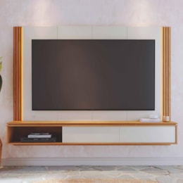 Home Suspenso Loa Off White Matte/Freijó para TV até 75” - Colibri Home Suspenso Loa Off White Matte/Freijó para TV até 75” - Colibri