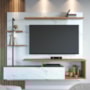 Home Suspenso Maragogi Calacatta/Freijó/Branco Neve para TV até 58” - Colibri