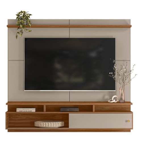 Home Suspenso Morretes 180cm Grigio Fosco/Amêndoa para TV até 70” - Mobler